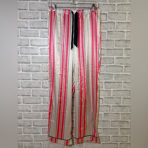 Victoria's Secret Pink, Cream navy Striped pj pants- silky fabric size small